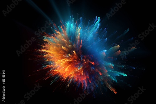 Dynamic Energy Burst with Vibrant Color and Explosive Motion Created with Generative AI