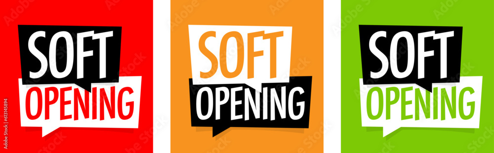 Soft Opening on speech bubble Soft Opening on speech bubble