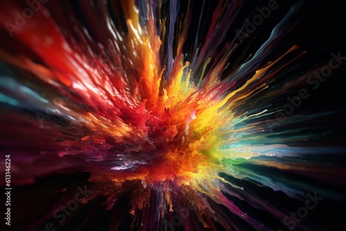 Dynamic Energy Burst with Vibrant Color and Explosive Motion Created with Generative AI