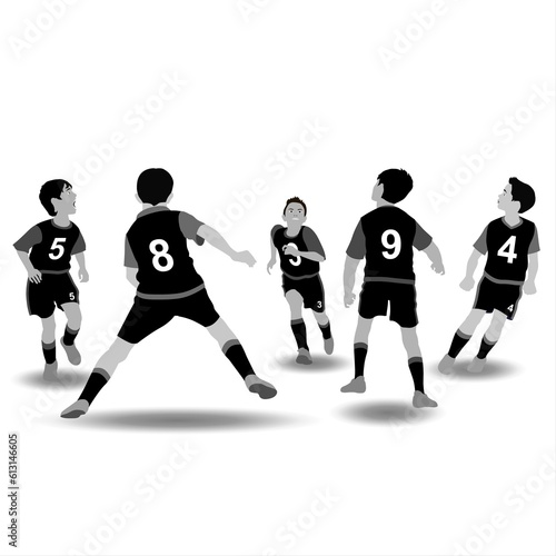 Fototapeta Naklejka Na Ścianę i Meble -  Soccer players silhouettes on a white background. Vector illustration.