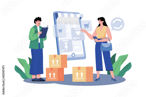 Returns and exchanges specialist assists with returns and exchanges.