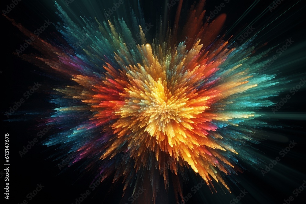 Dynamic Energy Burst with Vibrant Color and Explosive Motion Created with Generative AI