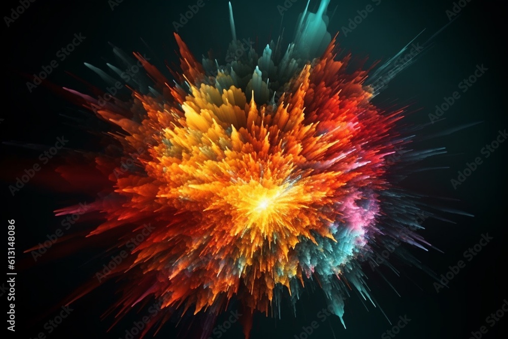 Dynamic Energy Burst with Vibrant Color and Explosive Motion Created with Generative AI Dynamic Energy Burst with Vibrant Color and Explosive Motion Created with Generative AI