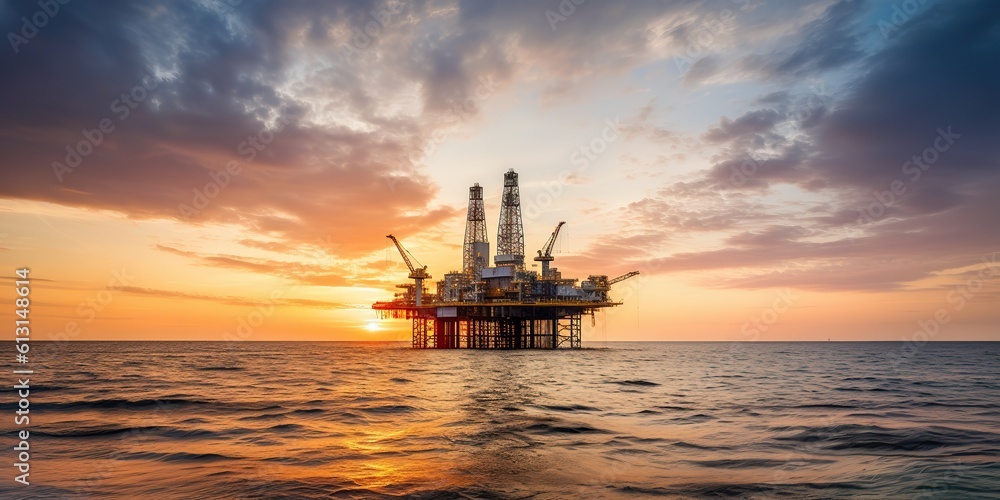 AI Generated. AI Generative. Offshore water sea ocean drilling oil platform. Business structure ship power. Graphic Art AI Generated. AI Generative. Offshore water sea ocean drilling oil platform. Business structure ship power. Graphic Art