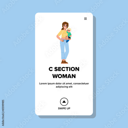 c section woman vector. surgery esarean, medial birth, setion health, skin mediine, operation sar c section woman web flat cartoon illustration