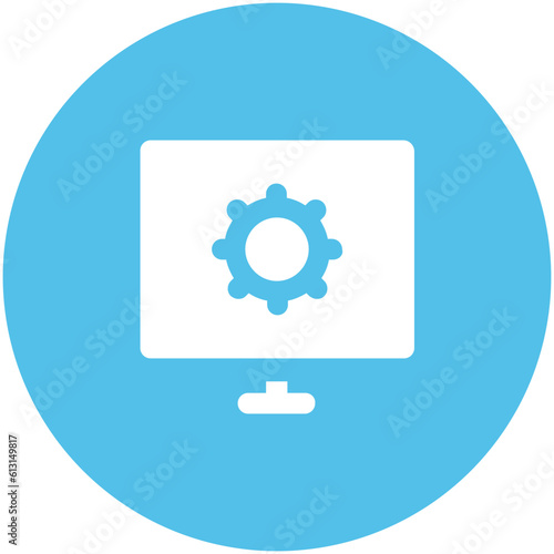 Free Download Cog inside screen, flat icon of system setting  - GFXLoad