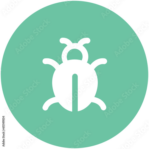 Icon of bug designed on a colored background 
