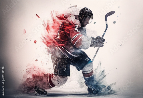Man playing hockey. AI Generated photo