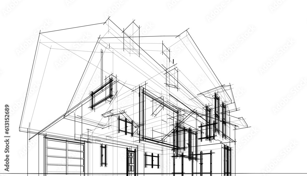 house architecture design 3d illustration