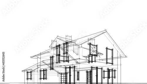 house architecture design 3d illustration