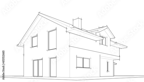 house architecture design 3d illustration