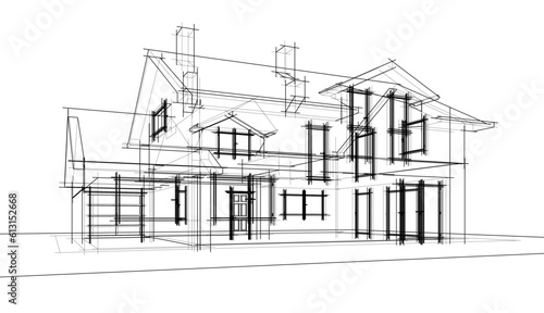 house architecture design 3d illustration