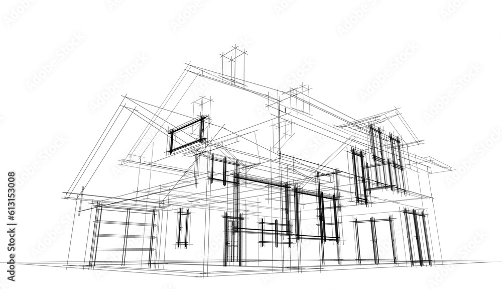 house architecture design 3d illustration