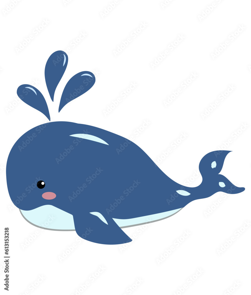 Baby Whale Vector, Elements and Symbol

