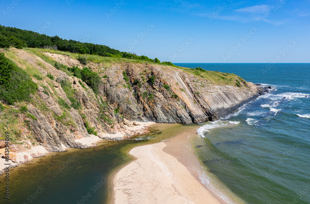 Wilde beach in Sinemorets and Estuary of Veleka river