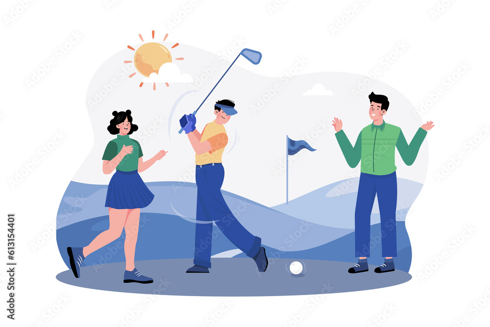 Fototapeta premium Friends play a morning round of golf.