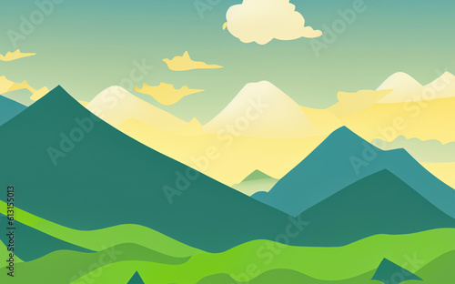 abstract mountain landscape in cartoon style illustration created with generative ai technology