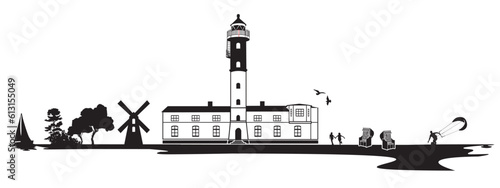 Illustration Insel Poel mit Leuchtturm Timmendorfer Strand photo