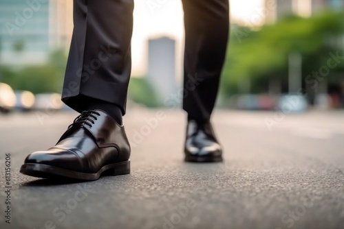 Businessman walking on the road and initiating, Generative Ai