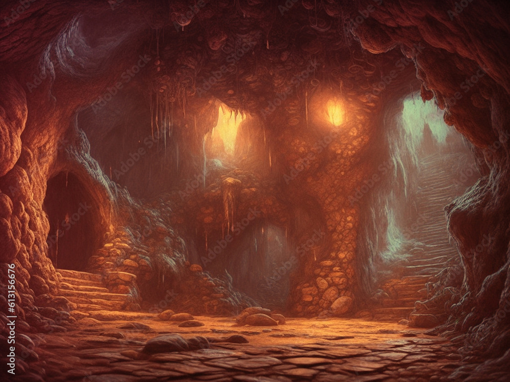 Rock cave entrance inside