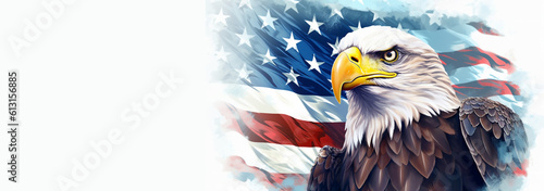 illustration 4th of july with an american flag and eagle with back ground copy space .. Ai generated