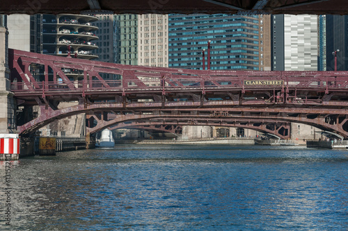 Chicago Business District, Downtown, Skyscraper. Clark Street Bridge. Illinois © Mindaugas Dulinskas