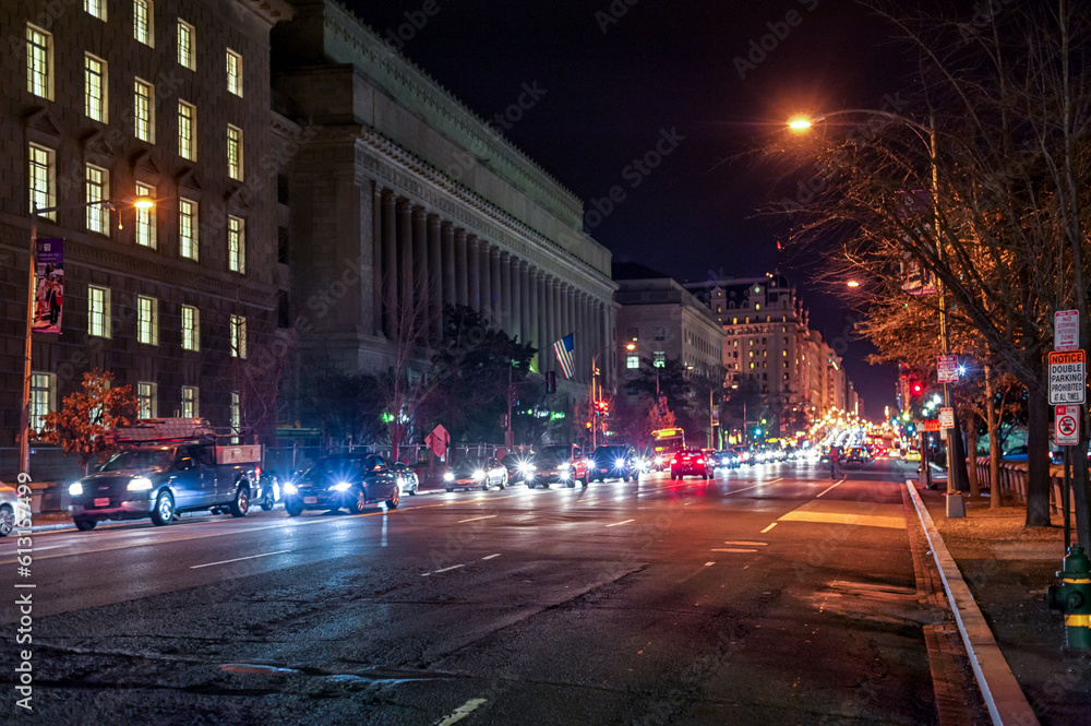 Washington DC Downtown Cityscape. Night Photo Shoot. USA