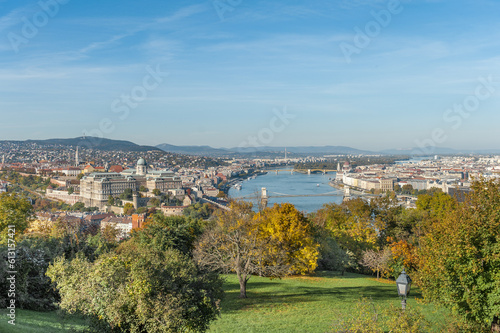Landscape of Danube River and Budapest City Dock from Citadella, Hungary. © Mindaugas Dulinskas