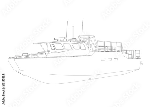 Warship icon outline. Military ships and naval vessels. isolated vector images. Military ship outline vector. Military vehicle template vector isolated on white..