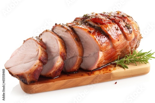 pork tenderloin isolated on white background. Generated by AI. photo