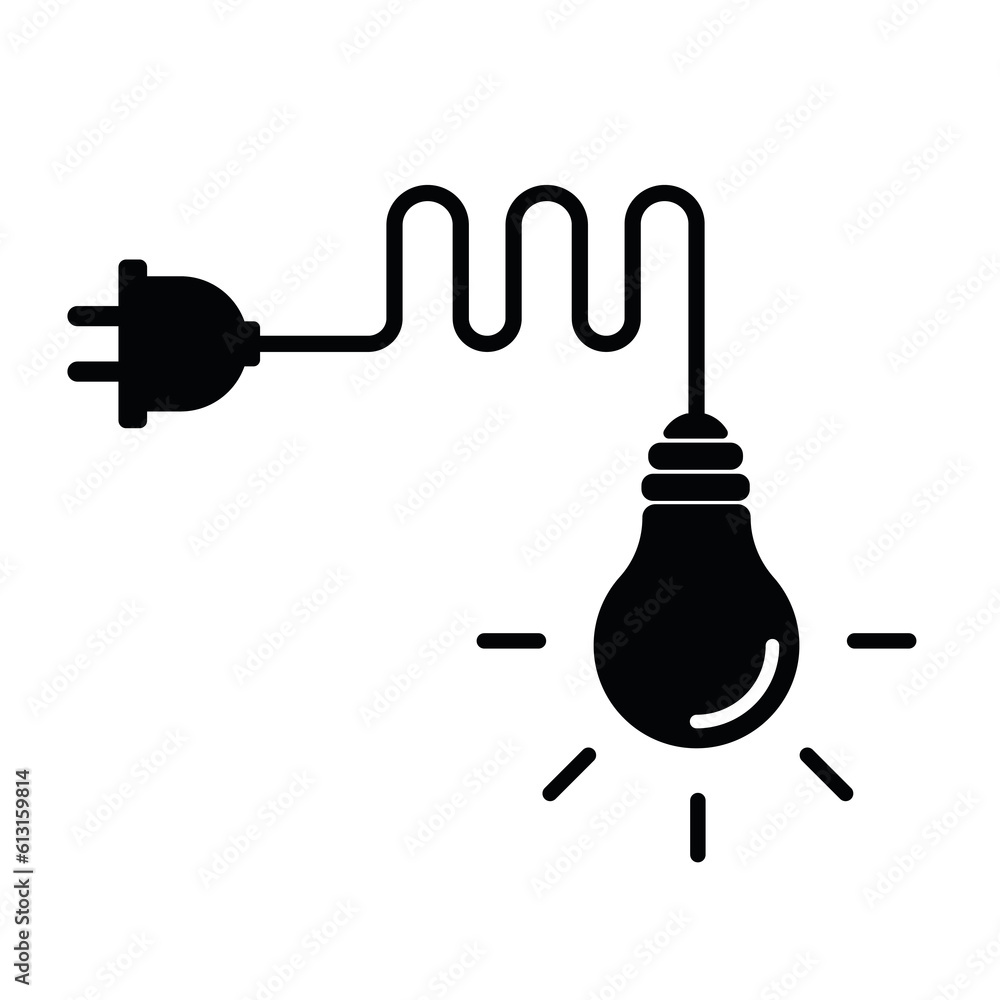 Naklejka premium Lamp with plug connected by wavy wire