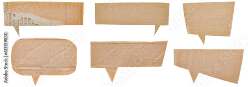 Fotografie, Obraz Set of blank cut out paper corrugated cardboard speech bubbles of rectangular an