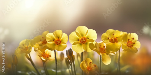 Captivating Primrose Flower on Beautiful Blurred Background, Generative AI photo