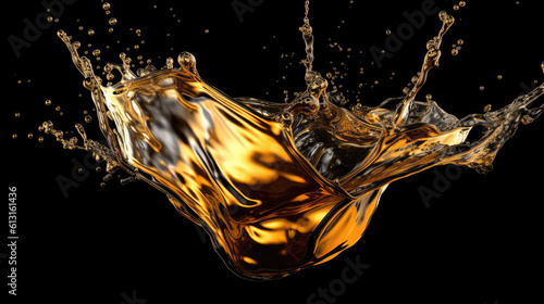 Splashes of gold, isolated on a black background