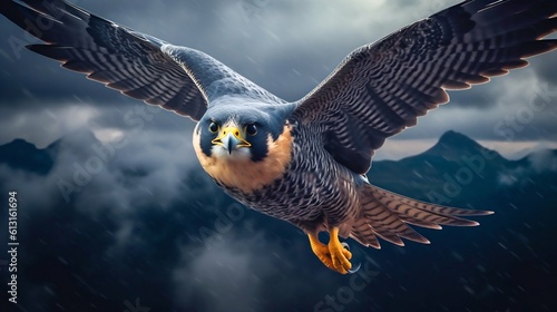 Peregrine Falcon Soaring Through the Sky. Generative ai