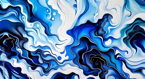 Abstract blue ink on a white background