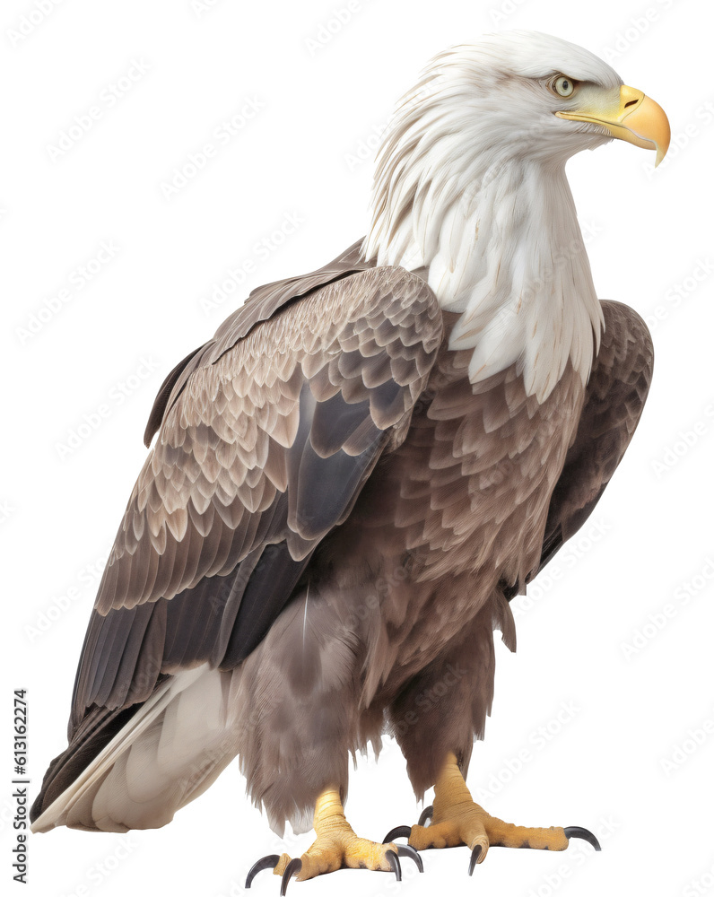 Fototapeta premium Eagle isolated on the transparent background PNG. Top view. AI generative.