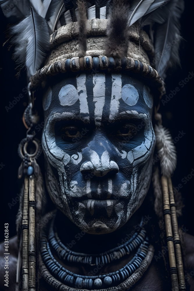 portrait of african native people skull and crossbones ai generated art