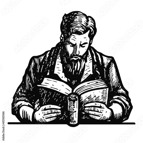 man reading a book illustration