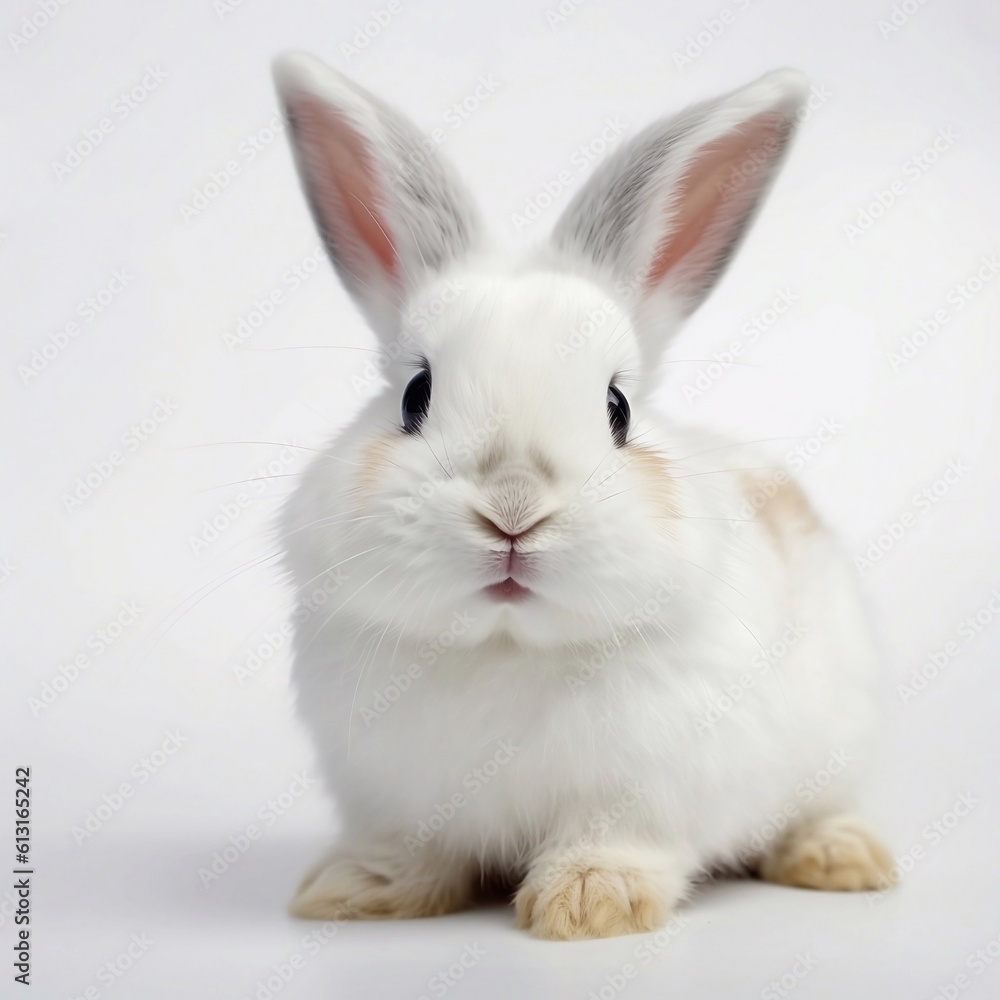 white rabbit on white background, generative AI 