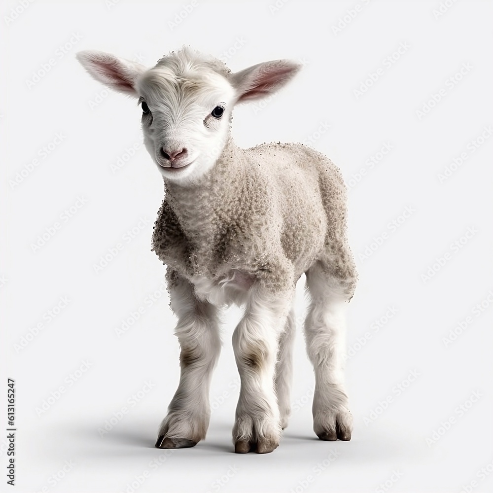 little lamb isolated on white, generative AI little lamb isolated on white, generative AI
