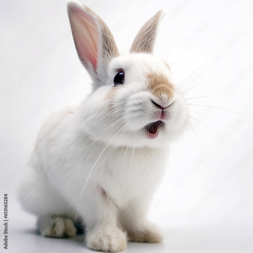 white rabbit on white background, generative Ai white rabbit on white background, generative Ai