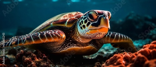 sea turtle swimming in water, generative AI  © Solenia
