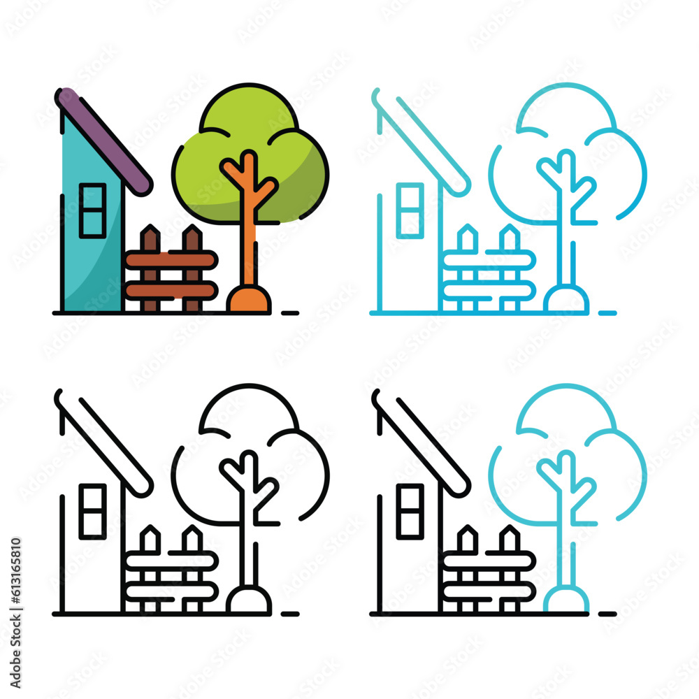 Backyard icon design in four variation color