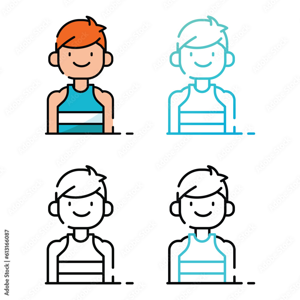 Man beach icon design in four variation color Man beach icon design in four variation color
