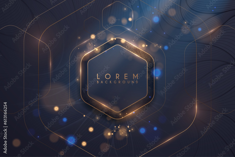 Abstract blue and gold hexagonal shapes background Stock Vector | Adobe ...