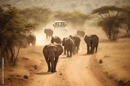 elephants in the savannah