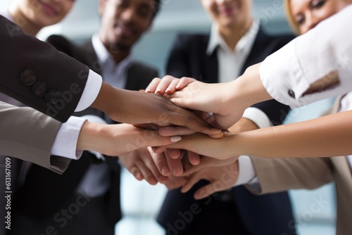 United Success: Authentic Diversity in the Workplace with Business Team Handshakes Generative AI