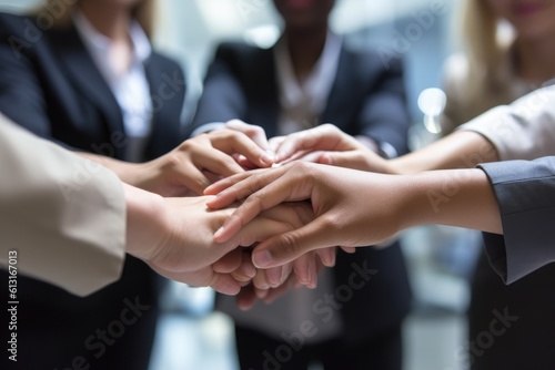 United Success  Authentic Diversity in the Workplace with Business Team Handshakes Generative AI