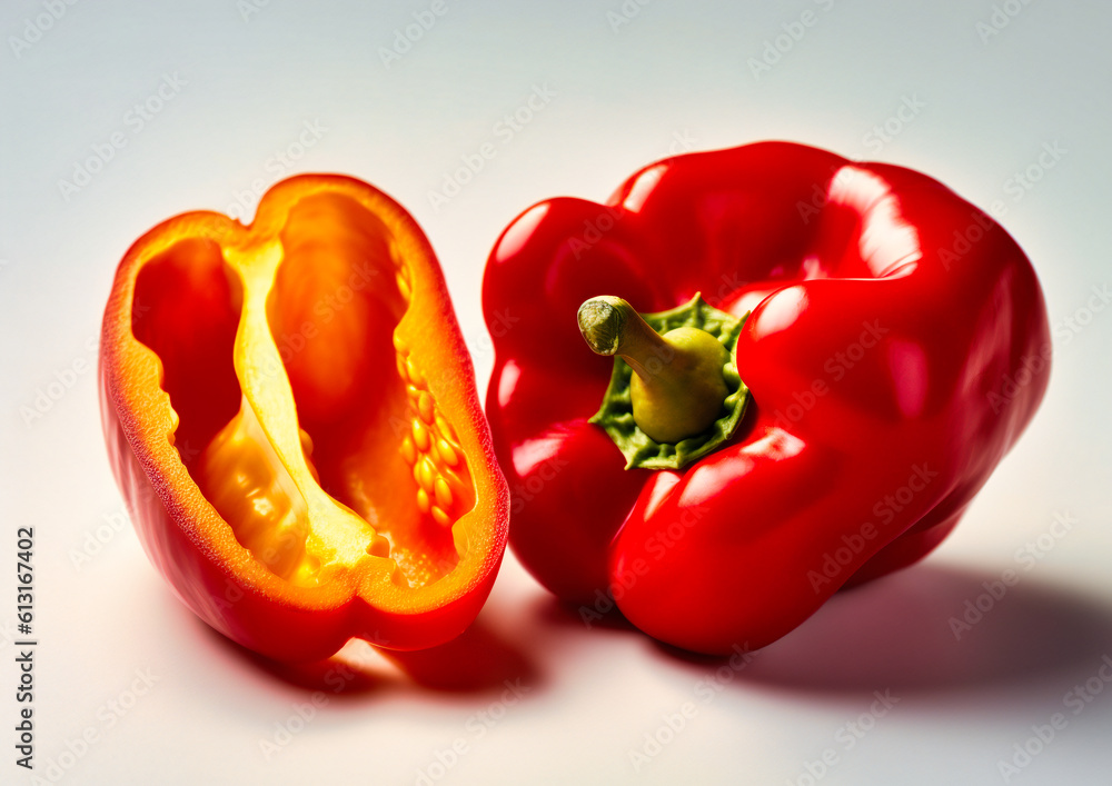 red and orange peppers with cut edges red and orange peppers with cut edges